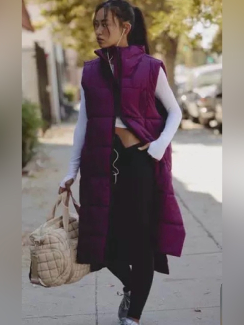 FP Movement by Free People On The Move Packable Puffer Vest in Black Cherry Sz S